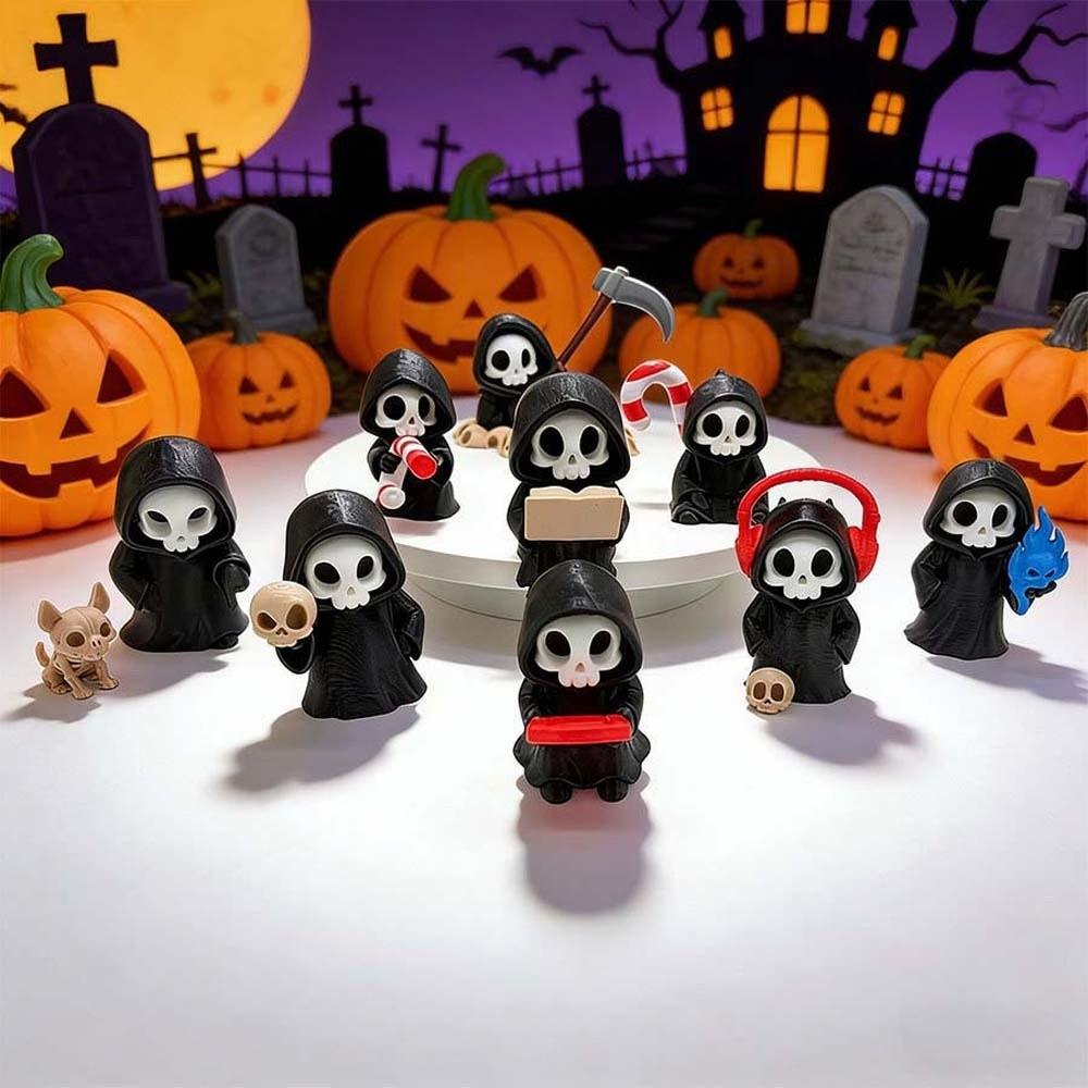 Cute Grim Reaper Toy PLA Halloween Miniature Ghost Desk Statue 3D Printed Doll Bookshelf