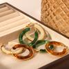 French Vintage Style Stainless Steel Hoop Earrings, Resin Earrings for Women, Elegant High-end Ear Jewelry, Niche Design