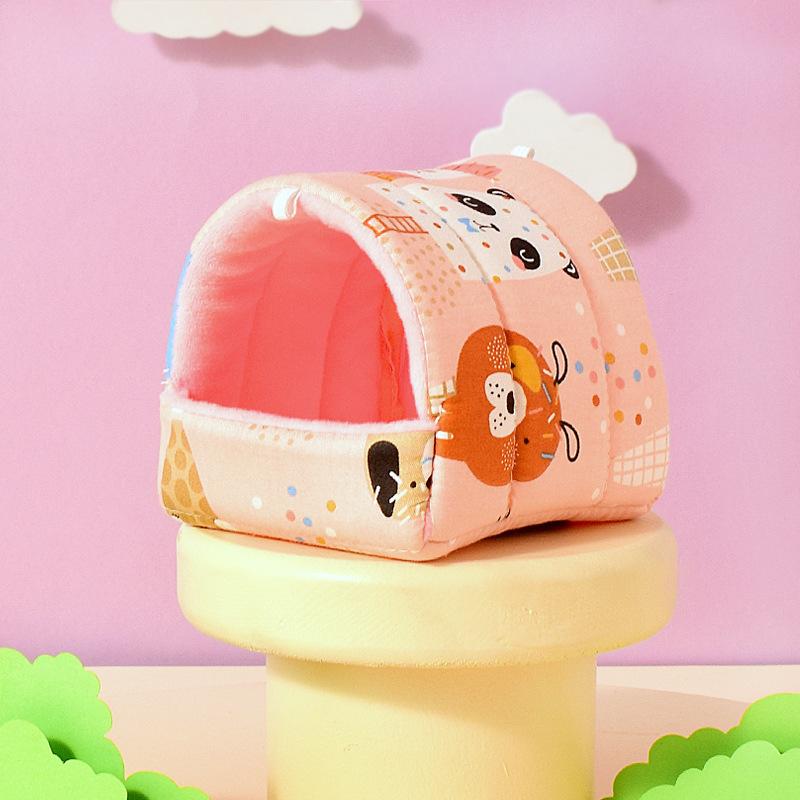 Cute Cartoon Rabbit Squirrel Mini Cage Guinea Pig Nest Small Animal Mice Rat Pet Sleeping Bed Hamster House Winter Warm Soft Mat