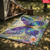 Watercolor Butterfly Floral Area Rug,Non-Slip Jungle Print Carpet for Living Room Bedroom, Aesthetic Nature Floor Mat Home Decor