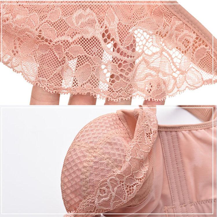 Lace Push Up Bra Women 32D Cup Plus Size Seamless Bralette Wire Free Sponge Free Thin Adjustable Bra with Wide Shoulder Strap