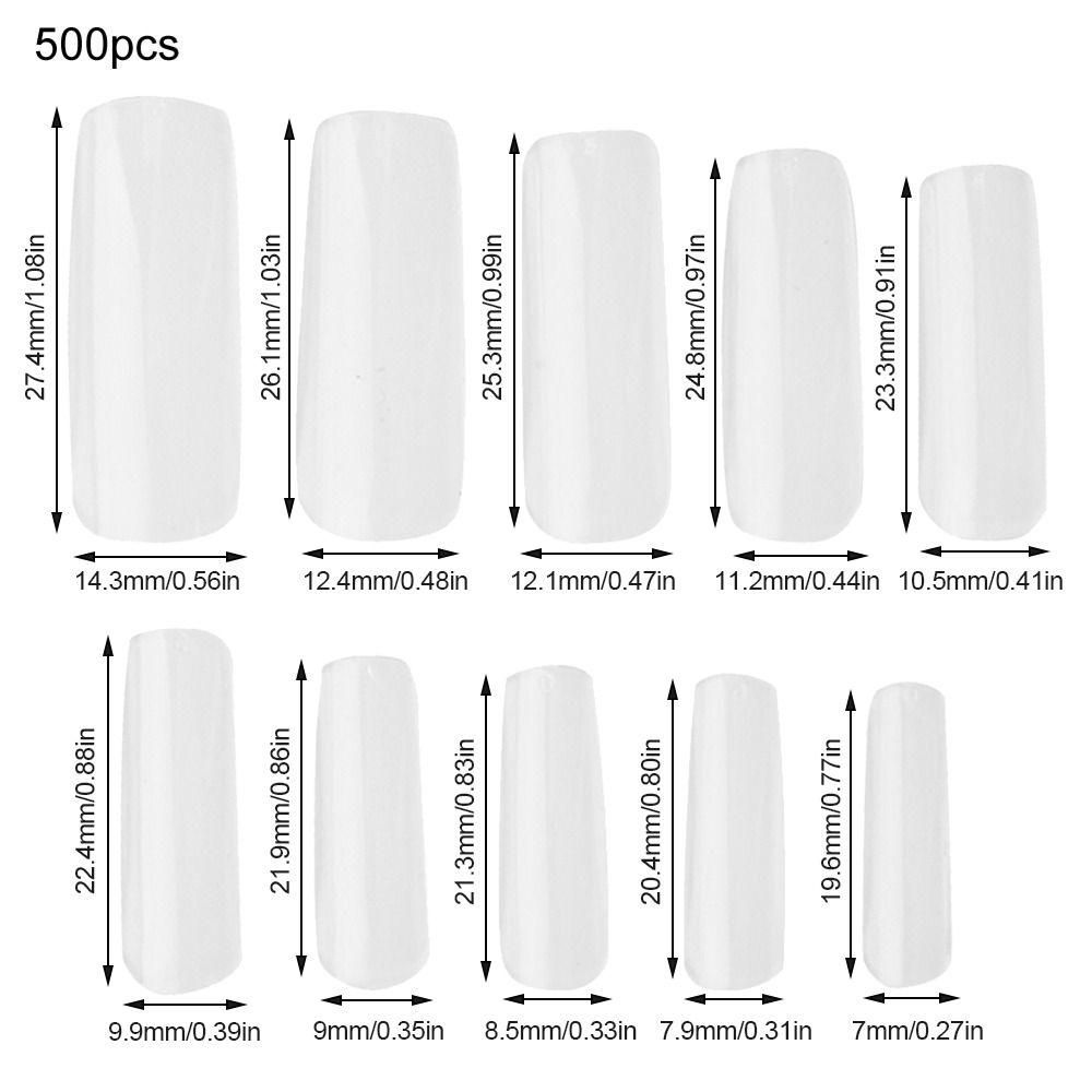 500pcs Long Square Full Coverage False Nail Tips Artificial Nail Extension Making