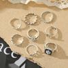Set de 8 bucăți inele metalice geometrice vintage cu litere gravate, noroc pentru femei, bijuterii la modă