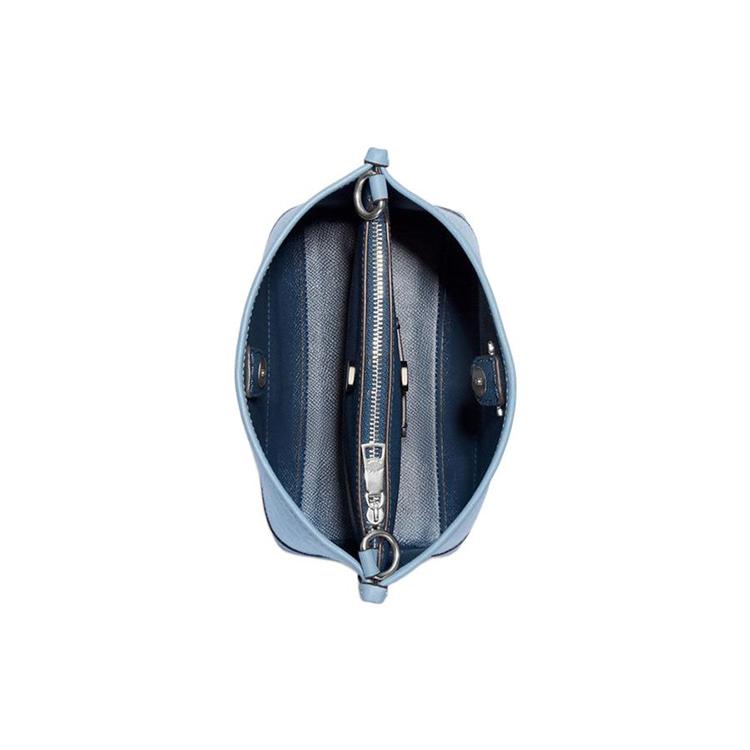 New COACH Mollie Cow Leather With Textile Bucket Bag, Handbag, Shoulder Bag, Crossbody Bag Trumpets Women's Light Blue CH230-SVM6A