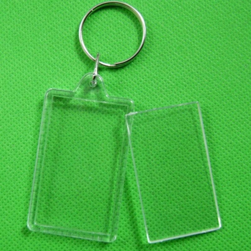 Transparenter Einsatz Foto Schlüsselanhänger Bilderrahmen DIY Rechteck Unisex Acryl Schlüsselanhänger Rohling Frauen Männer Rund