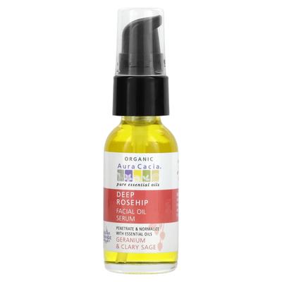 Organic Deep Rosehip Essential Facial Oil Serum, Geranium & Clary Sage, 30 Ml (1 Fl Oz)