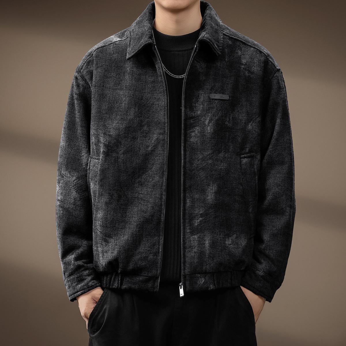 

Men s High-End Tie-Dye 90% Down Winter Jacket with Lapel and Zipper - Lightweight Yet Warm L suitable for 130-150 lbs чорний