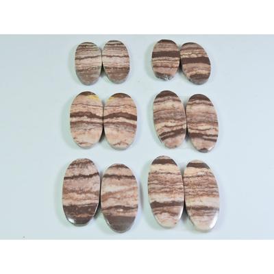 12X24-12X27MM Natural Zebra Jasper Oval Matched Pair Gemstone 6 Pair Lot A-584