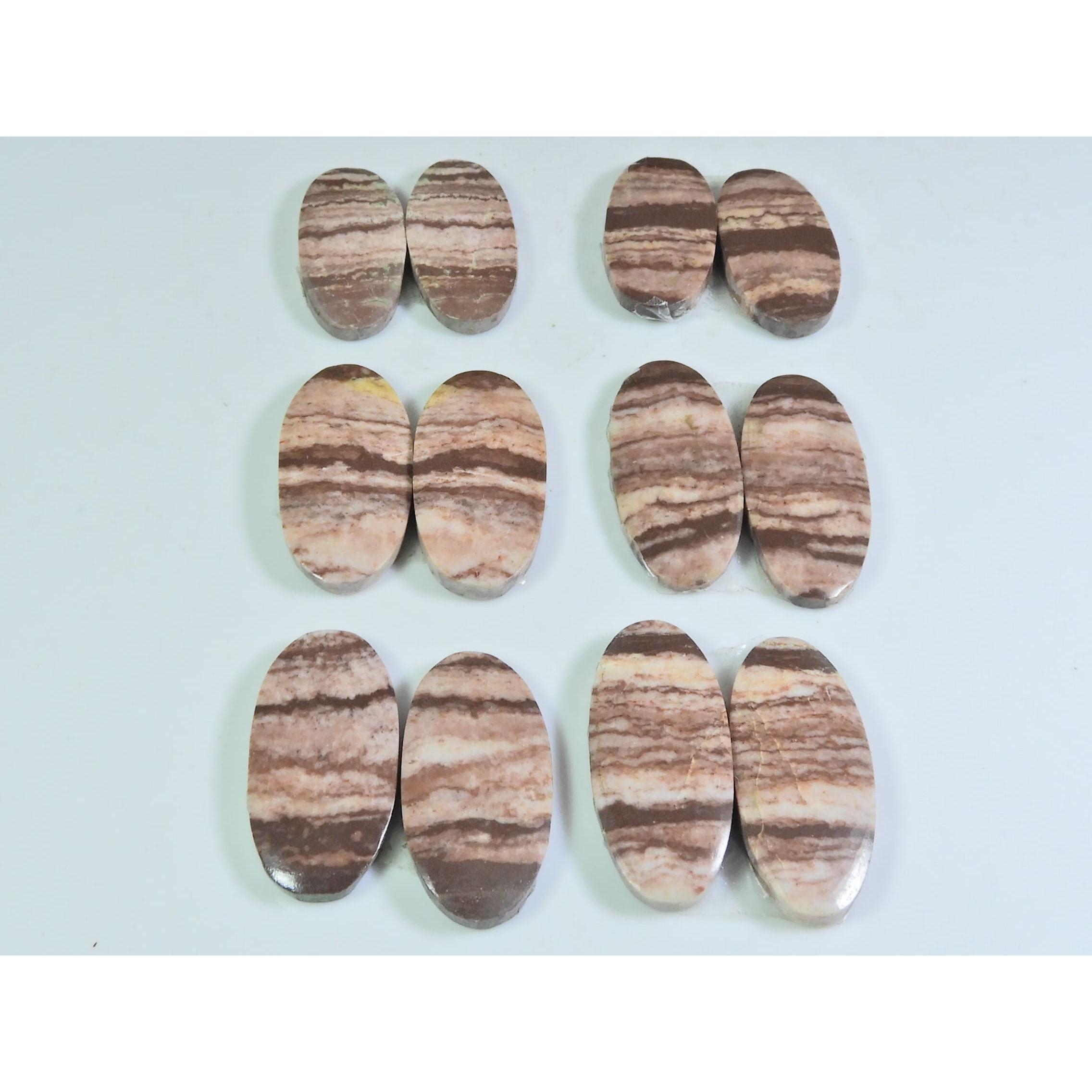 

12X24-12X27ММ Натуральный Зебровый Яшма Овальный Парный Камень 6 Пар Лот A-584