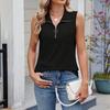 Women's Fashion Solid Color Collar Zipper Sleeveless Loose T-shirt Tank Top