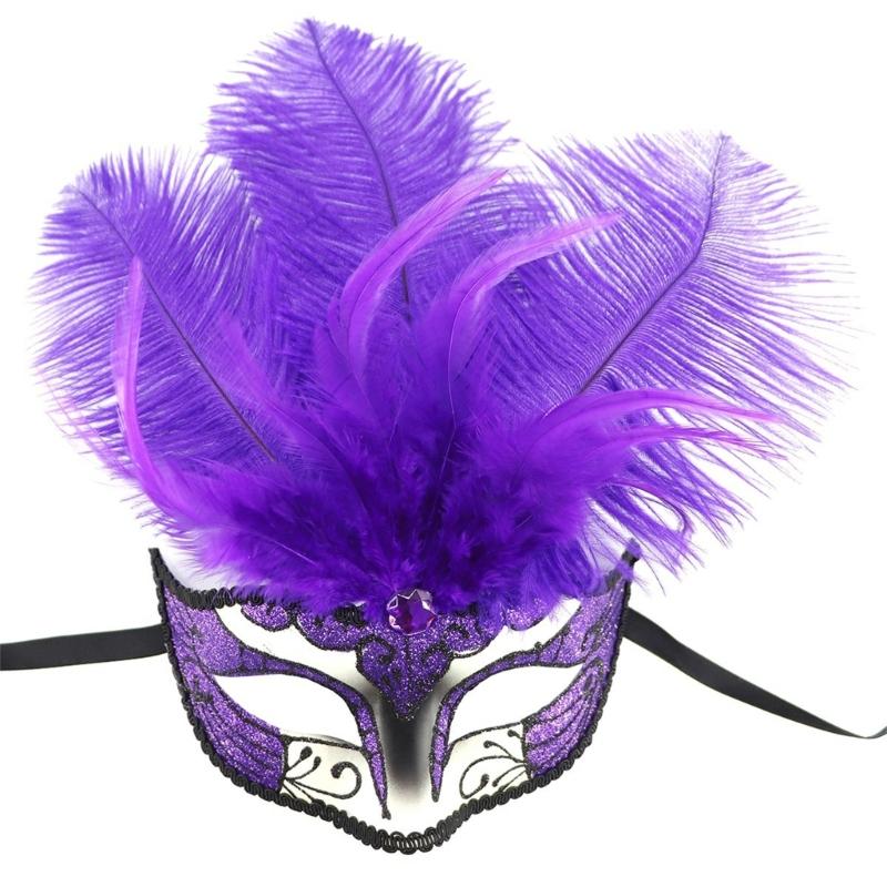 Feathered Masquerade Mask for Women Men Halloween Masquerade Cosplay Mask Half Face Mask Halloween Mask