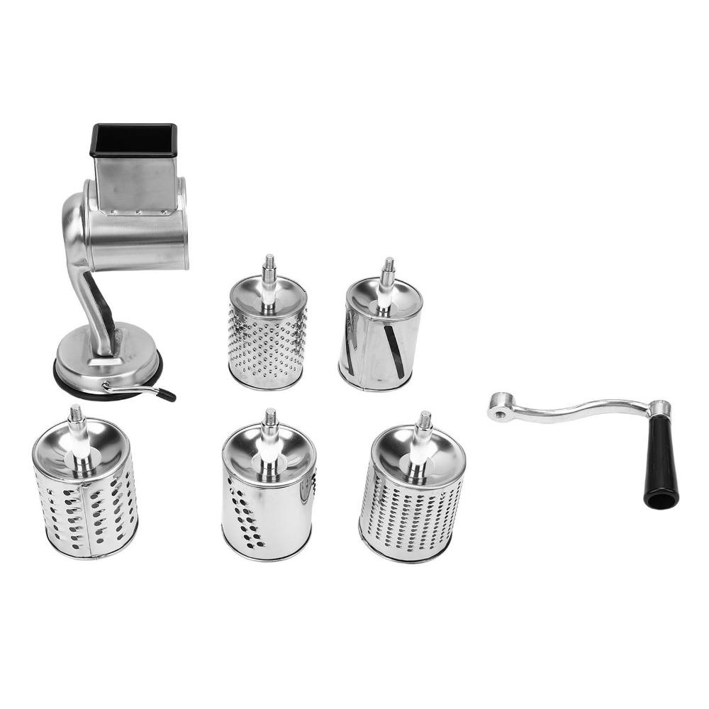 Silver Vegetable Slicer Stainless Steel Cheese Shredder Sturdy Rotary Grater  Potato Carrot Cutting
