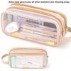 Transparent Large Mesh Pencil Case Double Layer Pencil Bag Handheld Portable Multifunctional Cosmetic Bag Stationery Storage