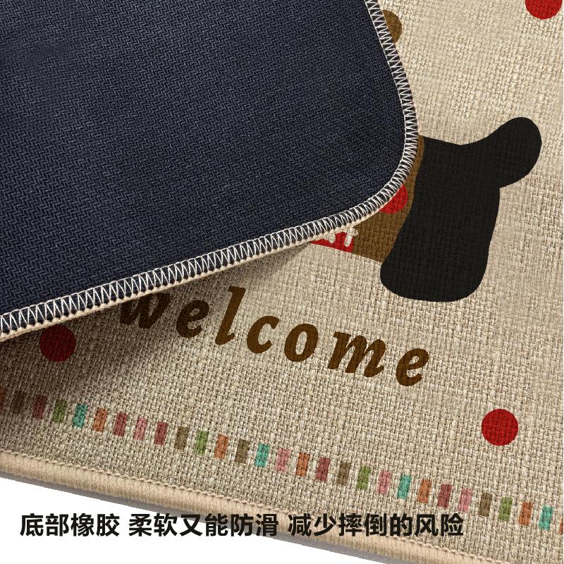 Cartoon Linen Carpet Entrance Floor Mat Door Mat Kitchen Non Slip Foot Mat Bathroom Door Absorbent Mat