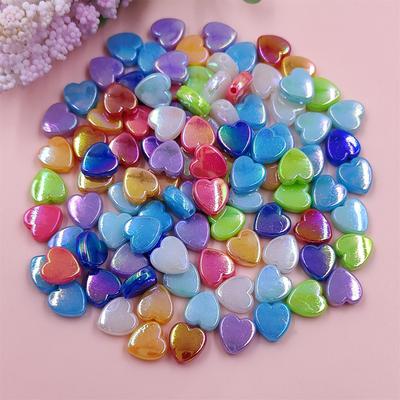 50 bucăți 8,5*9 mm acrilic AB culoare în formă de inimă margele libere pentru bricolaj colier brățară bijuterii accesoriu bijuterii