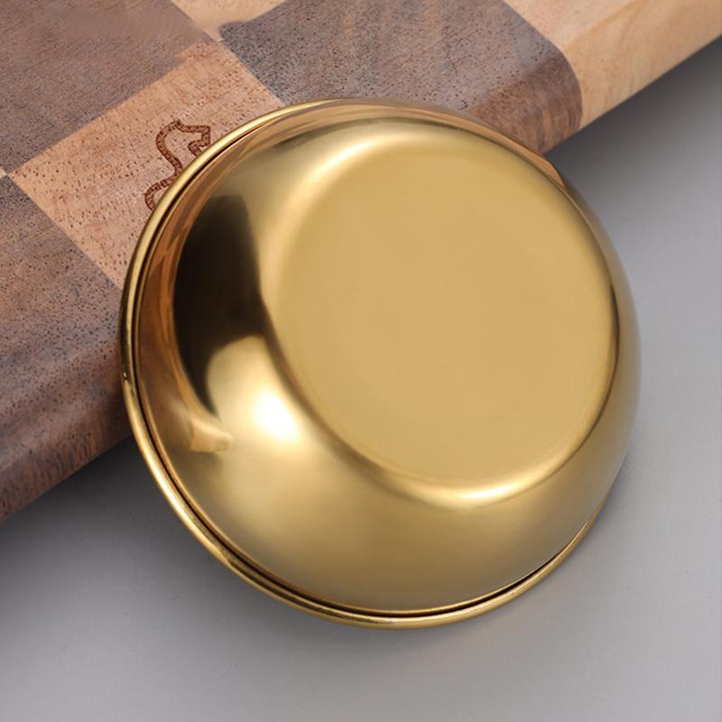 Stainless Steel Kitchen Dipping Sauce Bowl Golden Silver Ketchup Fries Cup Seasoning Dish Hot Pot Condiment Tray Tablewar