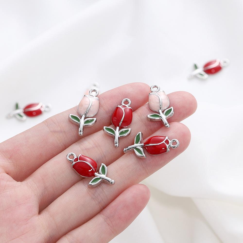 10Pcs/Lot 11.4*22.3mm Cartoon Alloy Tulip Shape Charms Loose Pendant For DIY Bracelet Necklaces Jewelry Making Accessories