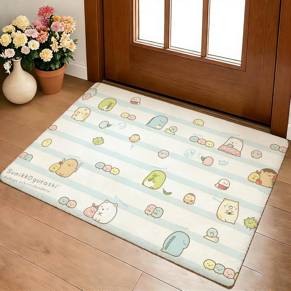 Kwaii Anime S-Sumikko Gurashi Floor Mat Cozy Flannel Soft Thick Non-Slip Mat For Living Room Bedroom Kitchen Decor Rugs