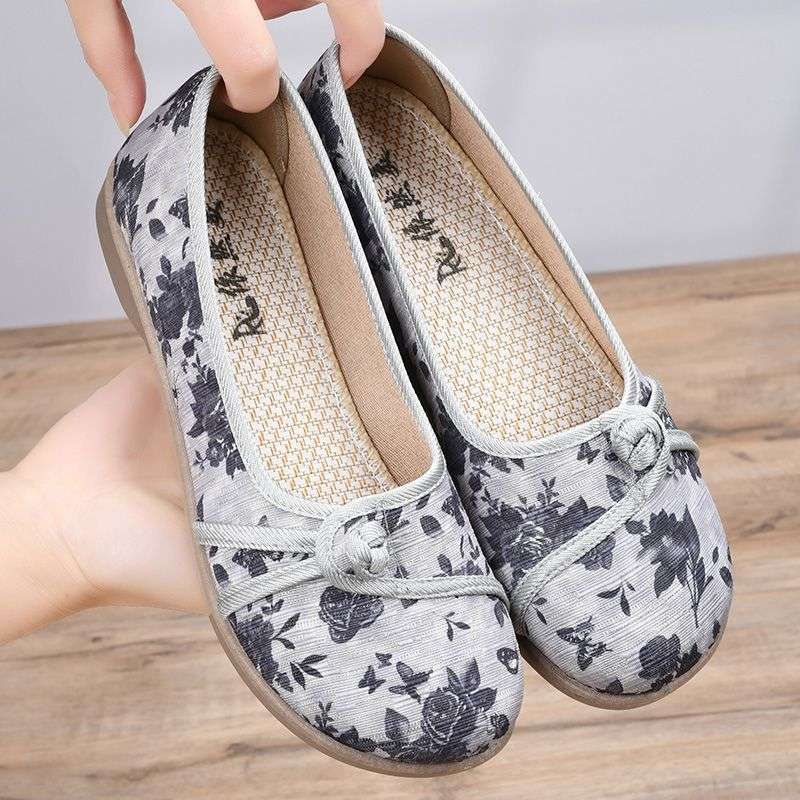 24 spring new old north cloth shoes women's solid color plaid beef tendon sole shallow mouth flat sole single shoes casual and comfortable maternity