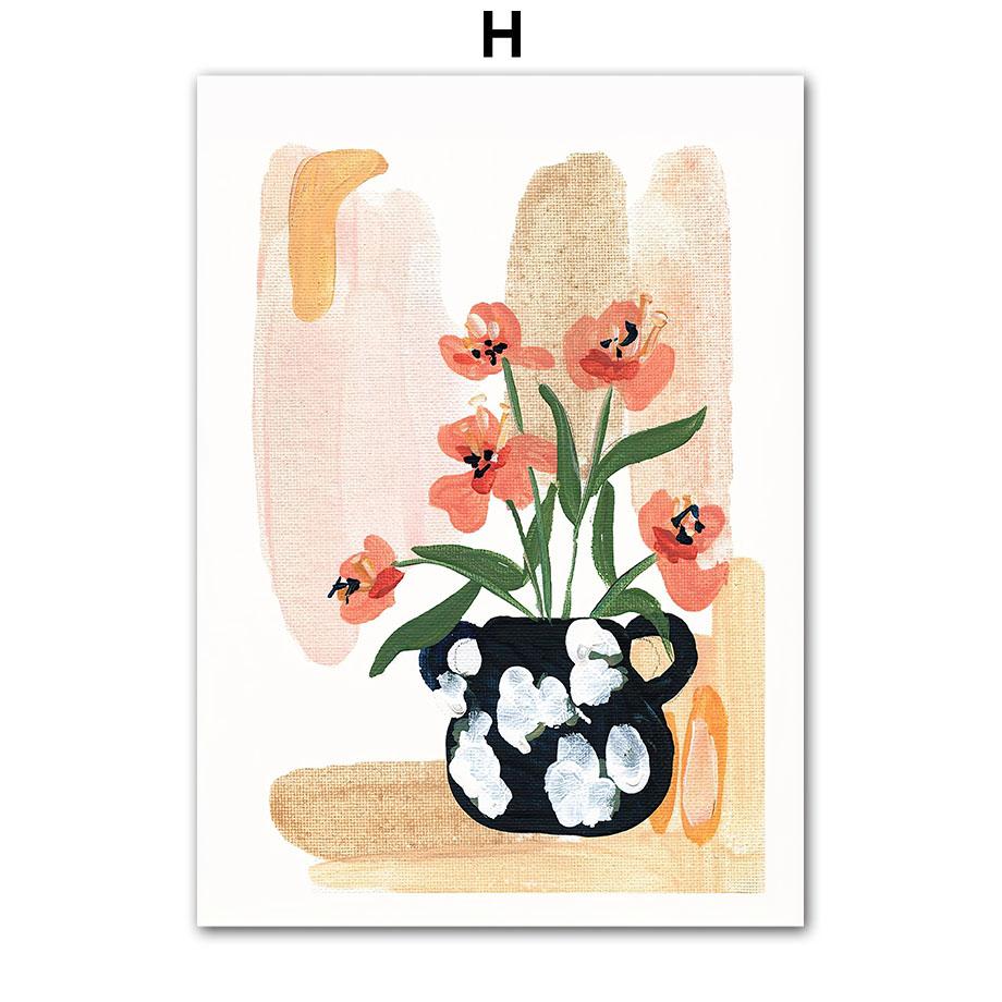 Retro Flowers Vase Gallery Colorful Funky Poster And Prints Simple Wall Art Canvas Painting Wall Pictures For Living Room Decor