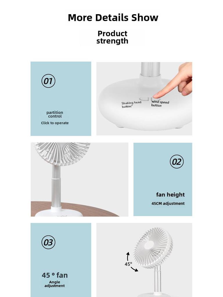 Portable Rechargeable Mini Desktop Fan - Silent and Handheld for Office, Student, Home, or Dorm Use
