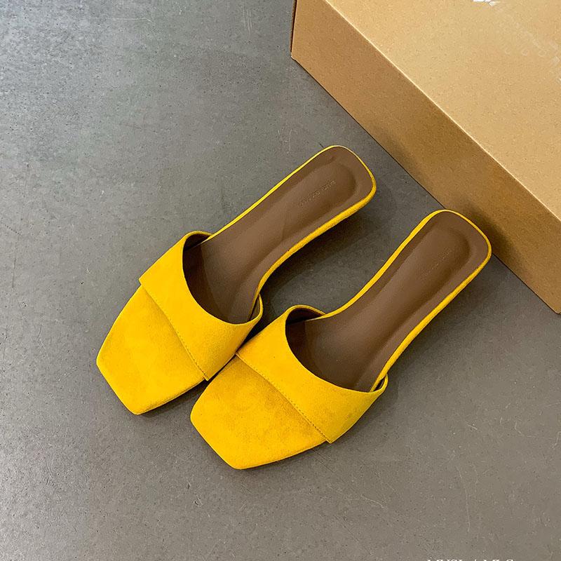 Fashion Fashion Square Toe Ladies Wedges Slippers Shoes New 2025 Summer Female Sandals Footwear Wedges Slides Slippers Shoes For Women