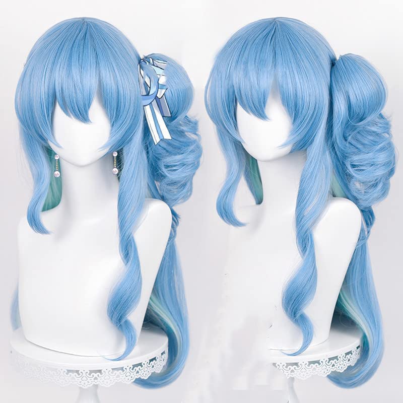 Cosplay Suisei lämplig för cosplay med dedikerat nät och blå värmetålig peruk, Hoshimachi, förklädnad, peruk, kam, (c)