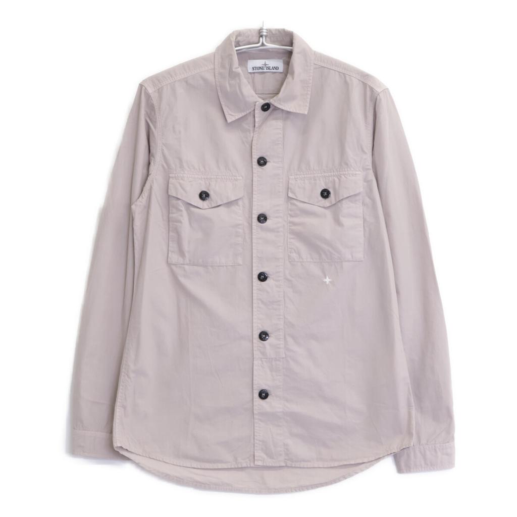 STONE ISLAND 671511101 One-point embroidered shirt tops M beigeUsed