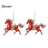 Xmas Party Hanging Ornaments 2 Pcs Zodiac Animals Christmas Ornaments, 2D Acrylic Red Animal Decorative Holiday Pendants Decorations, Chinese New Year