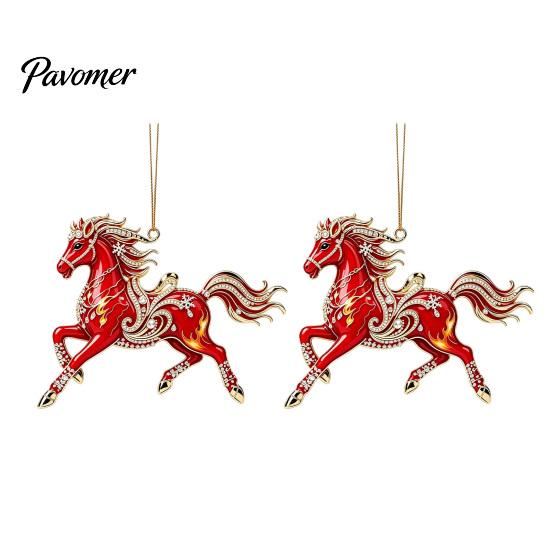 Xmas Party Hanging Ornaments 2 Pcs Zodiac Animals Christmas Ornaments, 2D Acrylic Red Animal Decorative Holiday Pendants Decorations, Chinese New Year