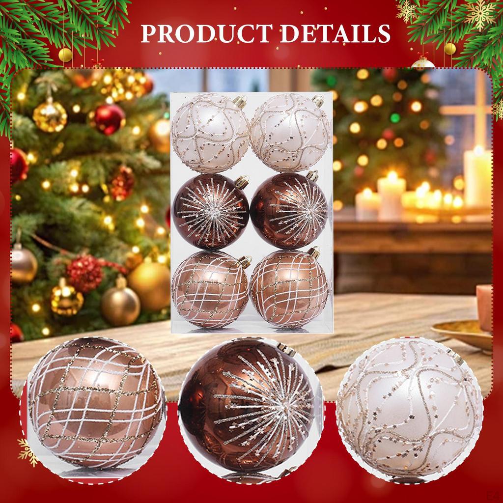 6 Pieces Christmas Ball Ornaments Tree Hanging Balls with Hole Xmas Decorations