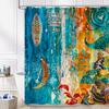 Artistic Cat Shower Curtain Set Iconic Wave Design Waterproof Bathroom Shower Curtain Japanese Art Style Print Bold Home Decor