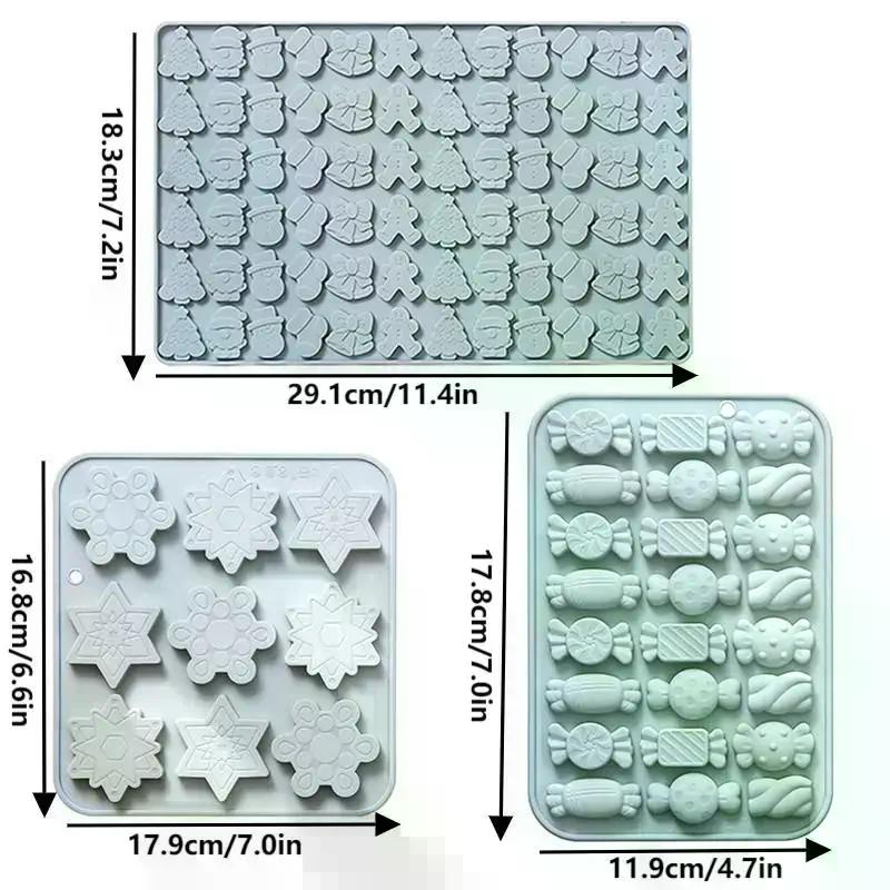 1pcs Christmas Silicone Chocolate Molds Candy Baking Moulds Handmade Sock Snowman Xmas Tree Gingerbread Man Santa Claus Mold
