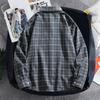 Men Spring Autumn Long Sleeved Causal Shirt Plus Size Coat Square-neck Color-blocked Casual Top