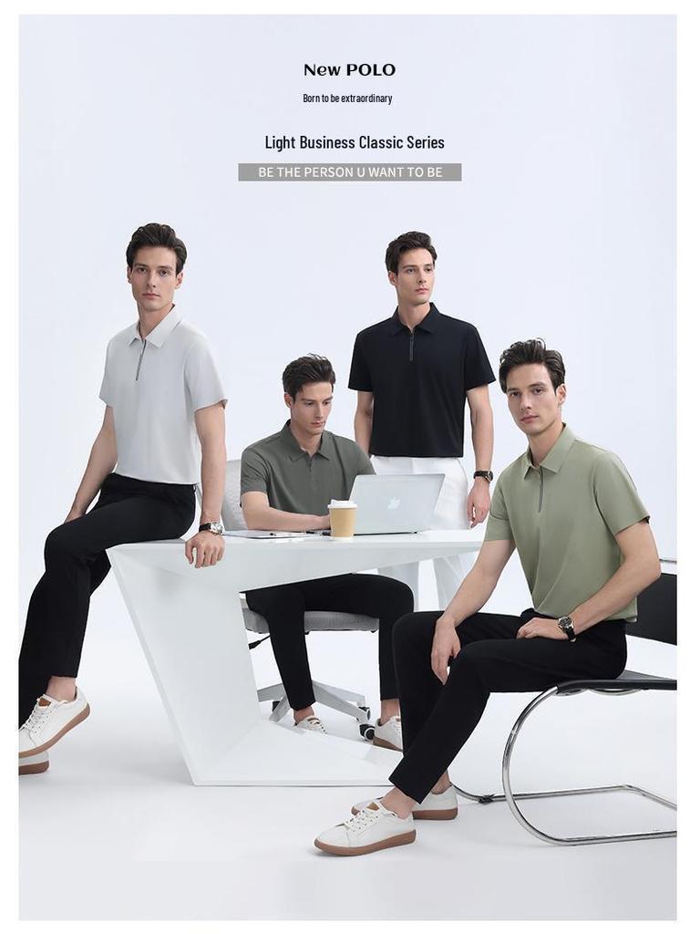 Durable Breathable Seamless POLO Logo Business Workwear Lapel T-shirt for Summer
