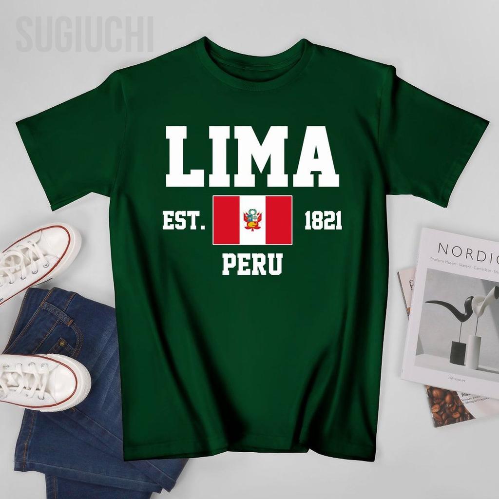 Flag Of Peru Est1821 Lima Unisex Tshirt Tees Tshirt Oneck T Shirts Unisex Boys Clothing 100 Cotton