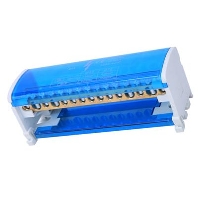 215 Terminal Distribution Box 125A/500V 2 In 28 Out Terminal Block Junction Box 2-Level Blue Distribution Box