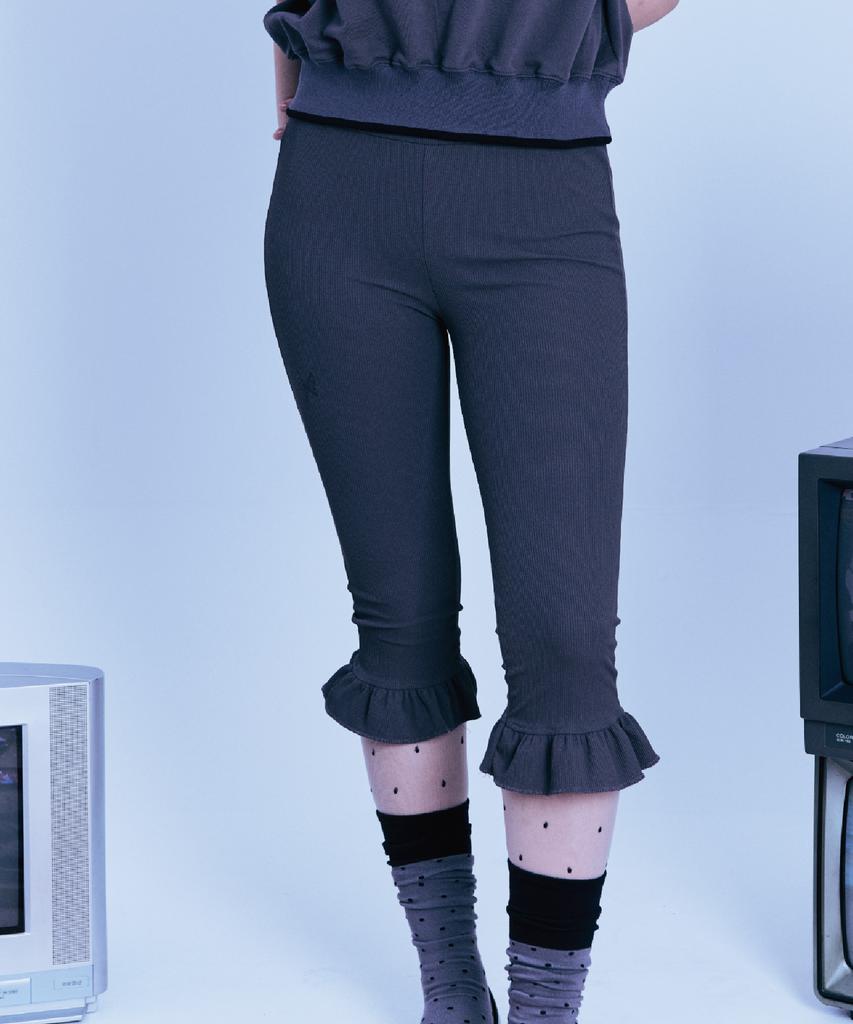 Guwolsibil Three-Quarter Frill Leggings Charcoal