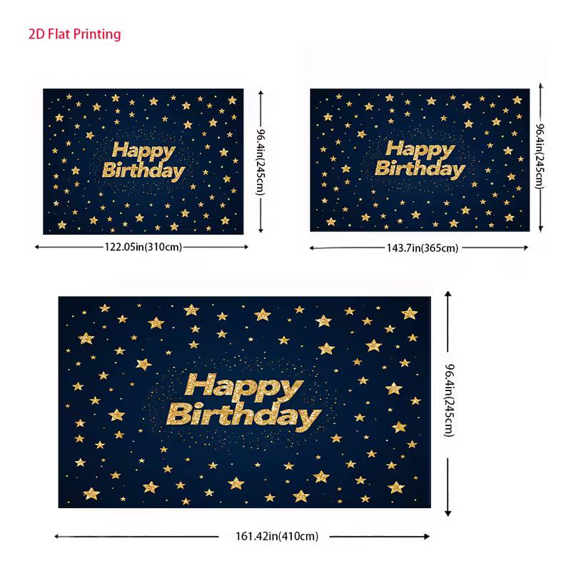 Glitter Gold Star Birthday Tapestry, Dark Blue Starry Night Wall Hanging