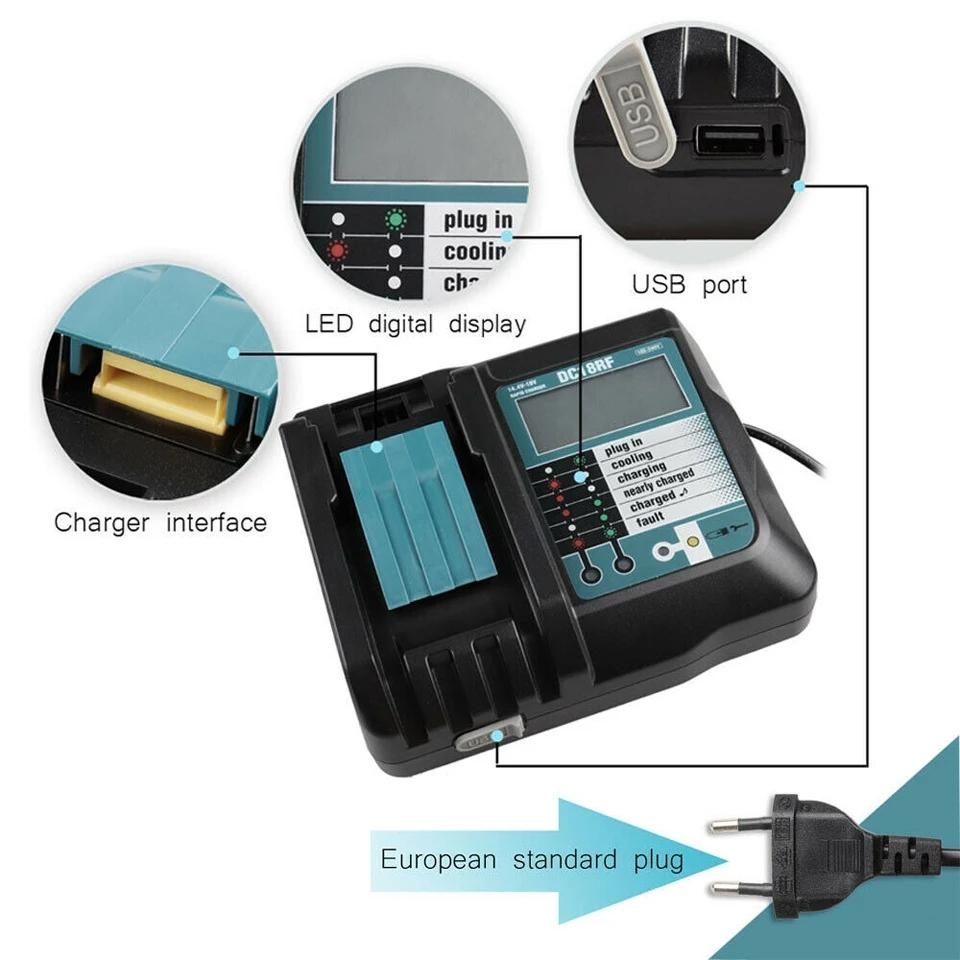 DC18RCT Li-ion Battery Charger for Makita Charger 18V 14.4V BL1830 Bl1430 DC18RC DC18RA Power Tool 3A Charging Current EU Plug