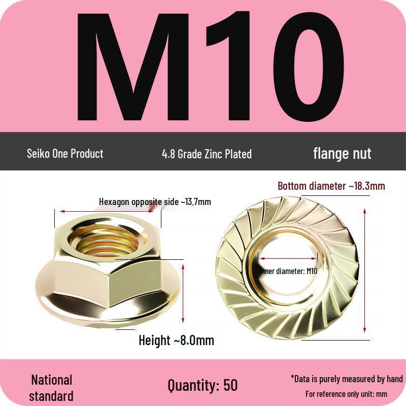 Electroplated Galvanized Anti-Slip Hex Flange Nut with Tooth Washer, M3-M16