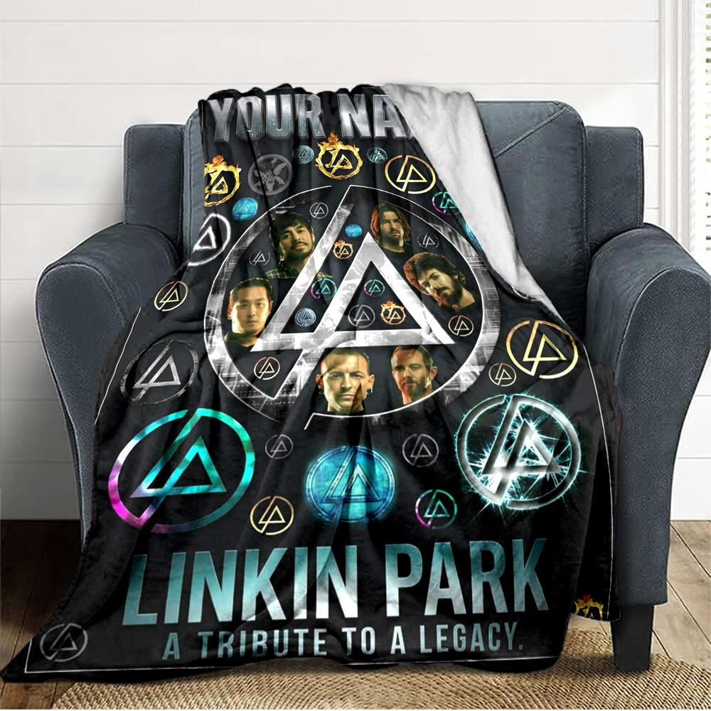 Name Custom Band Logo Linkin-Park Print Flannel Blanket High Quality Warm Comfortable Cover for All Seasons Perfect for Gifts Home Decor