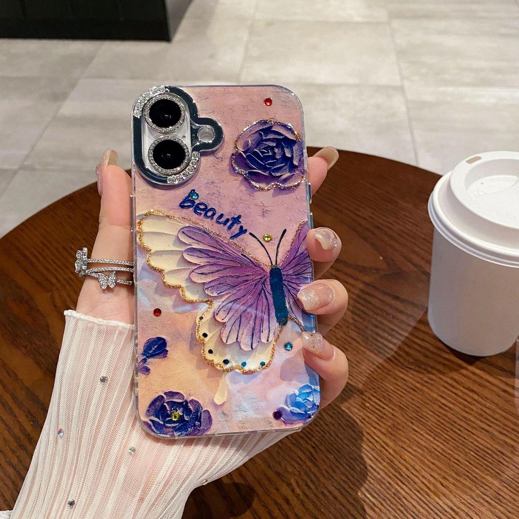 Rose Blue & White Butterfly iPhone 17 Pro Max Case - Stylish New 15 Pro for Women