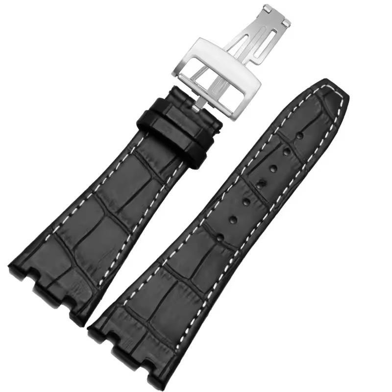 Vysoce kvalitní kožený řemínek pro Audemars Piguet AP15400 15703 15500 Řada Royal Oak Pánský řemínek Dvojitý konkávní rozhraní 26mm