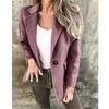 Women Autumn Winter Casual Coats Single Button Long Sleeve Pockets Woolen Jackets ladies Casual Solid Color Outerwear
