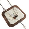 Retro Pearl Camera Necklace: Unique Brown Long Chain for Women's Sweaters