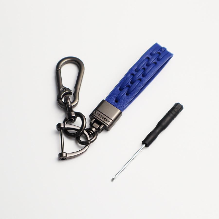 Leather Cord Car Keychain Metal Leather Men Women Gunmetal Buckle Car Key Ring Holder Gift Fashion Key Ring Key