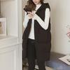 Stand Collar Hooded Down Vest Women Sleeveless Quilted Puffer Jacket Full Zip Long Coat Thick Warm