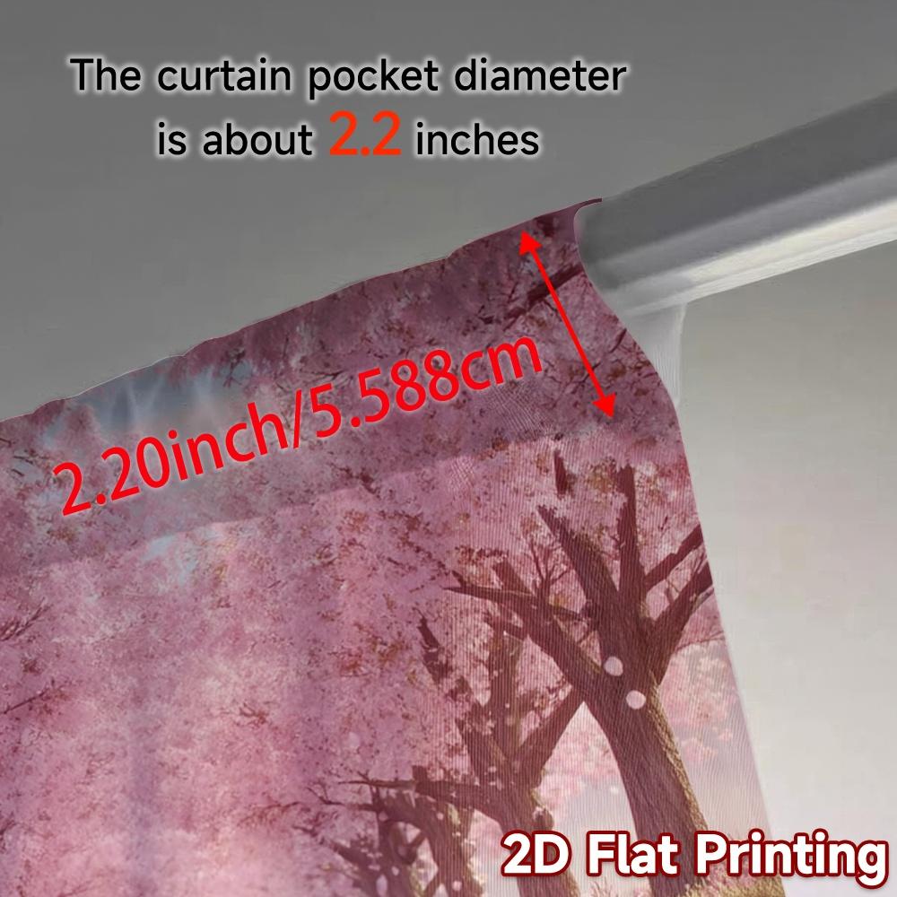 2pcs, 2D FLAT PRINTING Curtains (Without Rod) Blossom Avenue(1) Modern Print Curtains Polyester Easy Install Curtains Outdoor