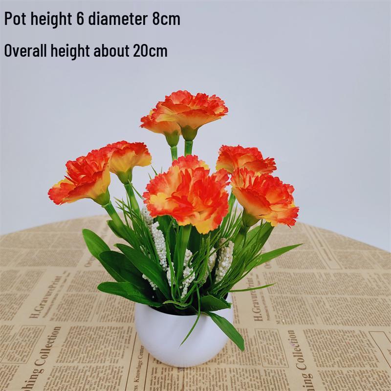 Small Silk Carnation Decorative Flower In Pot for Living Room, Coffee Table, or Dining Table Arrangement